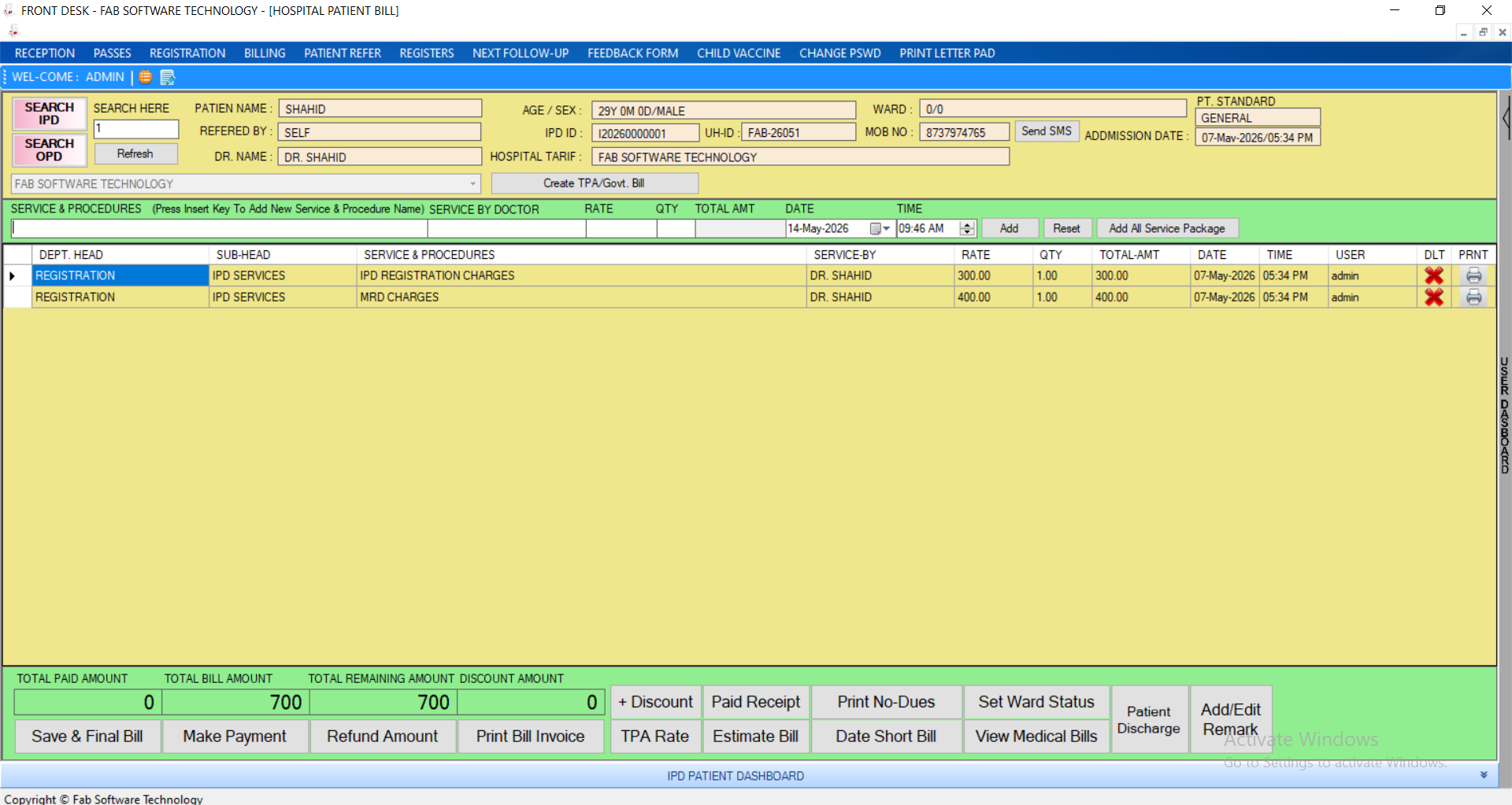 IP Billing Window